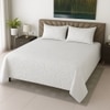 White & Grey Abstract 400 TC Cotton Flat Super King Size Bedsheet With 2 Pilllow Covers