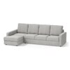 Apollo Sofa (Colour : Vapour Grey, Cushion : Soft, Back Type : High Back, Seating Capacity : Left Aligned 3 Seater + Left Aligned Chaise + Ottoman)