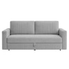 Alfon 3 Seater Velvet Pull Out Sofa Cum Bed with Storage In Grey