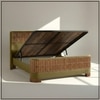 Heritage Cane Upholstered King Size Bed in Linen With Oak wood Frame