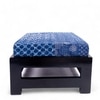 Kumkum Rosewood Foot Stool with Indigo Patch Kantha Cushion