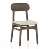 Lunar Solid Wood and Carrara White 4 Seater with 4 Lunar Dining Chair (Finish: Danish Walnut, Colour: Ancient Ivory Cream Leatherette)