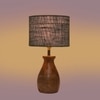 Devansh Grey Jute Table Lamp With Wood Natural Base (7X13 Inches)-20