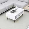 Hexa Engineered Wood Coffee Table With Storage And Open Rack In Frosty White