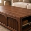 Alderley Sheesham Wood Arched Fluted Coffee Table in Walnut Finish