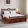 Nilaya Sheesham Wood Queen Size Bed in Honey Oak Finish with Box Storage
