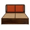 Lotus Solid Wood King  Size Upholstered Bed With Drawer Storage (Provincial Teak Finish)