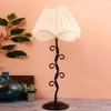 Brecken Off White Fabric Shade Table Lamp with Black Iron Base