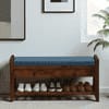 Drobak Solid Wood Shoe Rack with Seating in Walnut Brown finish