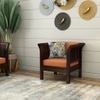 Haveli 1 Seater Wooden Sofa (Orange Colour, Walnut Finish)