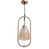 Eliante Hanging Light, White Glass Shade, Mild Steel And Wood, 1 Bulb