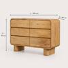 Roswell Solid Wood Chest Of 6 Drawers In Natural White Wash Finish