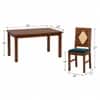 Globally Indian Laurent Solid Sheesham Wood 6 Seater Dining Table Set 6 Chairs Teal Blue