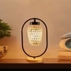 Devansh Multicolor Glass Wooden & Iron Table Lamp -17 Inch Height -U