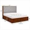 Vedanch Solid Wood Queen Size Upholstered Bed With Hydraulic Storage (Provincial Teak Finish, Grey Colour)