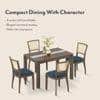 Atlas Crest Solid Wood 4 Seater Dining Table With Reed Dining Chairs Set