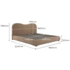 Ripple Fabric Queen  Size Bed With Hydraulic Storage (Coffee Oak Brown Finish, Tuscan Almond Colour)