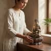 Water Fountain Lotus Serenity Buddha Water Fountain in Multicolor Colour