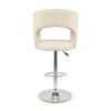 Doe Buck Adjustable Upholstered Bar Stool in Beige Colour with Chrome Base