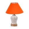 Devansh Conical Orange Cotton Shade Lamp With Wood & Mosaic Glass Base For Decoration/Office/Home/Gifting/Study For Decoration/Office/Home/Gifting/Study -(10X10X14.5) Inches -A