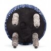 Roswell Sheesham Wood Mid Century Round Set of 2 Stools in Indigo Patchwork Kantha Upholstery