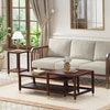Sera Rectangular Solid Wood and Square Solid Wood Nested Coffee Table with Square Solid Wood Side Table in Walnut Finish