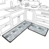 Luxe Home Geometric Design Combo Kitchen Runner Mat - Grey (116x36 & 58x36 cm PC-2)