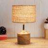 Edwidge Beige Natural Fiber Shade Table Lamp with Natural Wooden Base