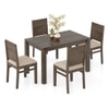Atlas Solid Wood 4 Seater Dining Table With 4 Atlas Dining Chairs (Finish : Danish Walnut, Chair Colour : Wheat Brown)
