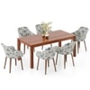 Atlas Solid Wood 6 Seater Compact Dining Table with 6 Rochelle Lounge Chair