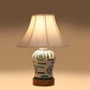 Devansh Off-White Cotton Shade Lamp With Wood & Mosaic Glass Base For Decoration/Office/Home/Gifting/Study For Decoration/Office/Home/Gifting/Study