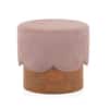 Jules Pouffee In Amber Walnut Finish with Faded Lilac Colour
