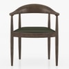 Dara Solid Wood Dining Armchair In Danish Walnut Finish and Olive Leatherette Colour