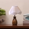 Devansh Off White Vintage Cotton Table Lamp With Wood Natural Base (10X12.5 Inches)-39