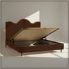 Solara Wave Luxe King Size Bed in velvet With Oak wood Frame & Hydraulic Storage