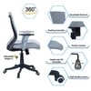 Rocknew York Mid Back Ergonomic Chair in Grey Colour