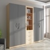 Tometrove Wardrobe Cum Bookcase Grey And Beige Teak