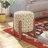 Nicole Stool In Amber Walnut Finish With Yellow Suzani Jacquard Colour