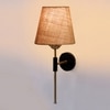 Devansh Metal Electric Wall Light in Black Colour with Beige Shade Count of 1 Light