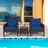 Carry Bird Wicker Patio Furniture Outdoor Balcony Chairs In Brown And Blue Colour