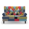 Minnelli 2 Seater Fabric Loveseat In Retro Patchwork Colour