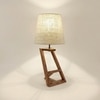 Angular Wooden Table Lamp with Brown Base and Premium White Fabric Lampshade