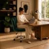 Doe Buck Preglo Green Velvet Upholstered Swivel Office Chair