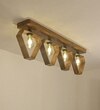 Hexad Brown Solid Wood Ceiling Light