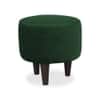 Doe Buck Velvet Round Ottoman Stool in Green Colour with Wooden Legs