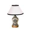 Devansh Conical White & Black  Cotton Shade Lamp With Wood & Mosaic Glass Base For Decoration/Office/Home/Gifting/Study For Decoration/Office/Home/Gifting/Study -(10X10X14.5) Inches -A