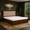Tarang Solid Wood Comfort King Bed Hydraulic Storage Provincial Teak Finish Mattress 72 x 78 Inches