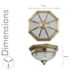 Mirage Frosted White and Antique Brass Flush Ceiling Light