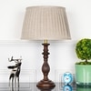 Lorette hand crafted Solid wood walnut finish table lamp With Natural Linen Shade
