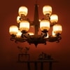 Eliante 13-Light Chandelier, Wood, Mild Steel, Ceramic Glass, Modern Decorative Lighting Fixture